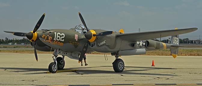 Lockheed P-38J Lightning NX138AM 23 Skidoo, April 29, 2016